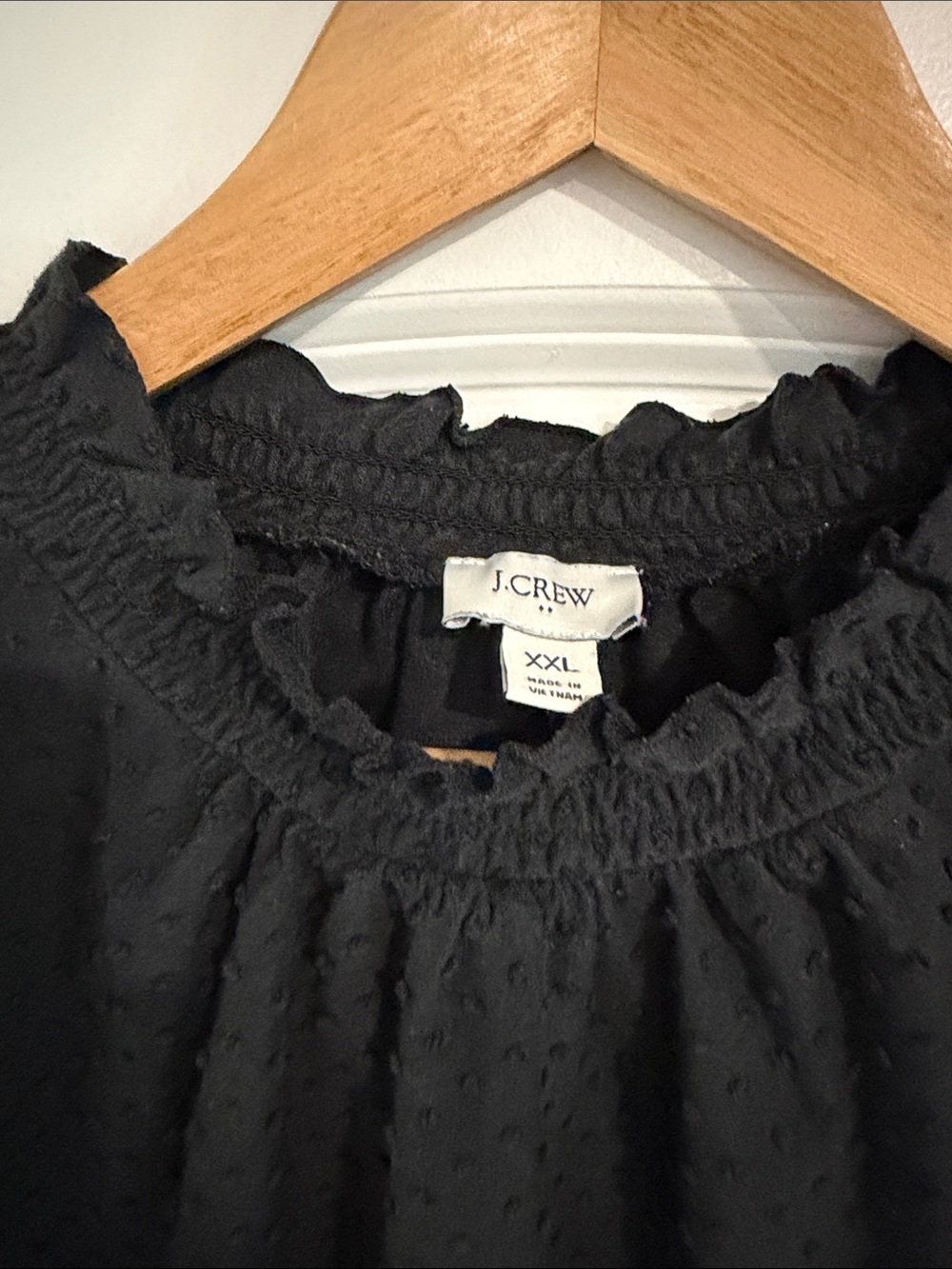J. Crew Black Swiss Dot Ruffle Neck Sleeveless Top - Picture 2 of 3